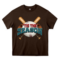 Chocolate Brown 'tis the season baseball Heavy Core Tee - FaDigitalArtStudio
