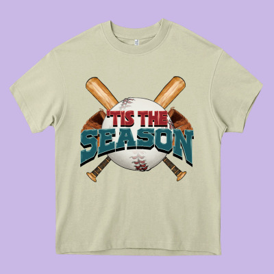 'tis The Season Baseball Heavy Core Tee Designed By Fadigitalartstudio