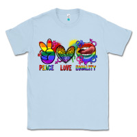 Dusty Blue Peace love equality Classic Tee - FaDigitalArtStudio