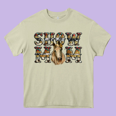 Show Mom Horse Heavy Core Tee Designed By Ranaportraitstore
