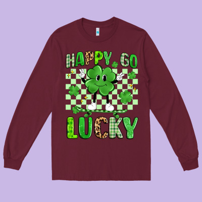 Happy Go Lucky Long Sleeve Tee Designed By Artiststas