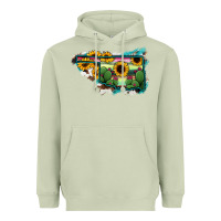 Matcha Oklahoma Map Sunflower Cactus Serape Heavyweight Hoodie - RanaPortraitStore