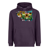 Plum Oklahoma Map Sunflower Cactus Serape Heavyweight Hoodie - RanaPortraitStore