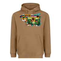 Toasted Coconut Oklahoma Map Sunflower Cactus Serape Heavyweight Hoodie - RanaPortraitStore