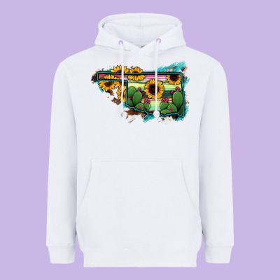 Oklahoma Map Sunflower Cactus Serape Heavyweight Hoodie Designed By Ranaportraitstore