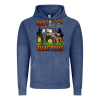 Vintage Denim just a boy who loves tractors Vintage Hoodie - BarkalooDesign