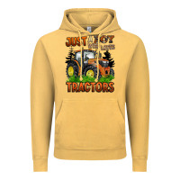 Vintage Mustard just a boy who loves tractors Vintage Hoodie - BarkalooDesign