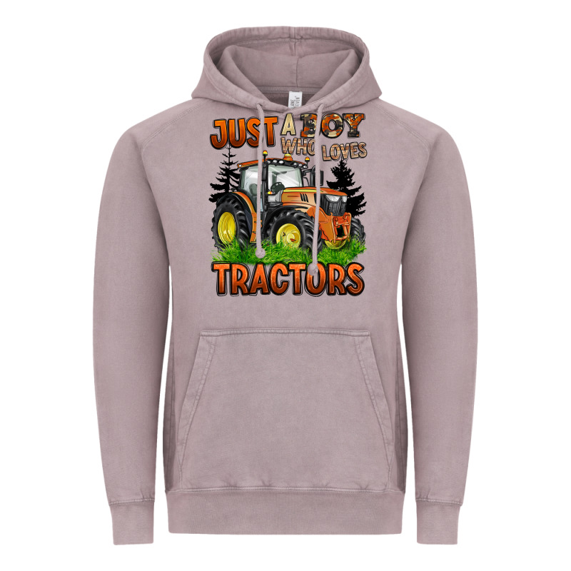 Just A Boy Who Loves Tractors Vintage Hoodie by BarkalooDesign | Teevron