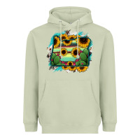 Matcha Oregon Map Sunflower Cactus Serape Heavyweight Hoodie - RanaPortraitStore