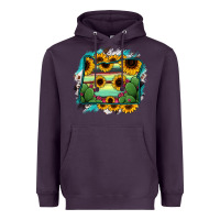 Plum Oregon Map Sunflower Cactus Serape Heavyweight Hoodie - RanaPortraitStore