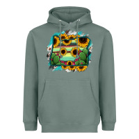 Sage Oregon Map Sunflower Cactus Serape Heavyweight Hoodie - RanaPortraitStore