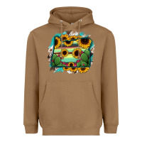 Toasted Coconut Oregon Map Sunflower Cactus Serape Heavyweight Hoodie - RanaPortraitStore