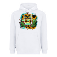 White Oregon Map Sunflower Cactus Serape Heavyweight Hoodie - RanaPortraitStore