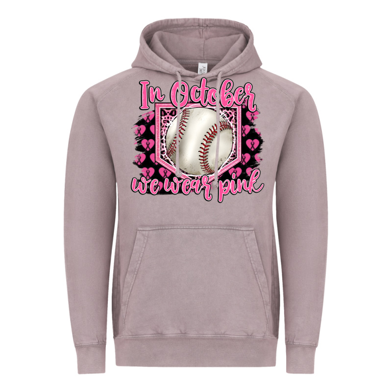 In October We Wear Pink Baseball Vintage Hoodie by BarkalooDesign | Teevron