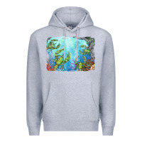Heather Grey lobster background Premium Hoodie - BarkalooDesign