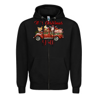 Black it's christmas y'all truck with farm animals Zipper Hoodie - RanaPortraitStore