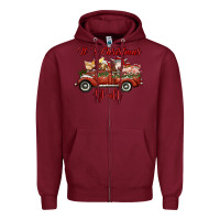 Burgundy it's christmas y'all truck with farm animals Zipper Hoodie - RanaPortraitStore
