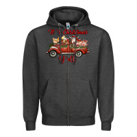 Charcoal Heather it's christmas y'all truck with farm animals Zipper Hoodie - RanaPortraitStore