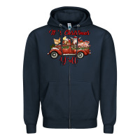 Navy it's christmas y'all truck with farm animals Zipper Hoodie - RanaPortraitStore