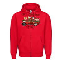Red it's christmas y'all truck with farm animals Zipper Hoodie - RanaPortraitStore