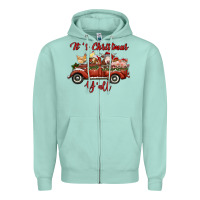Seafoam it's christmas y'all truck with farm animals Zipper Hoodie - RanaPortraitStore