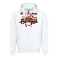 White it's christmas y'all truck with farm animals Zipper Hoodie - RanaPortraitStore