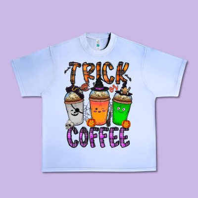 Trick Or Coffee Urban Heavy Tee Designed By Cowhidedigitalart