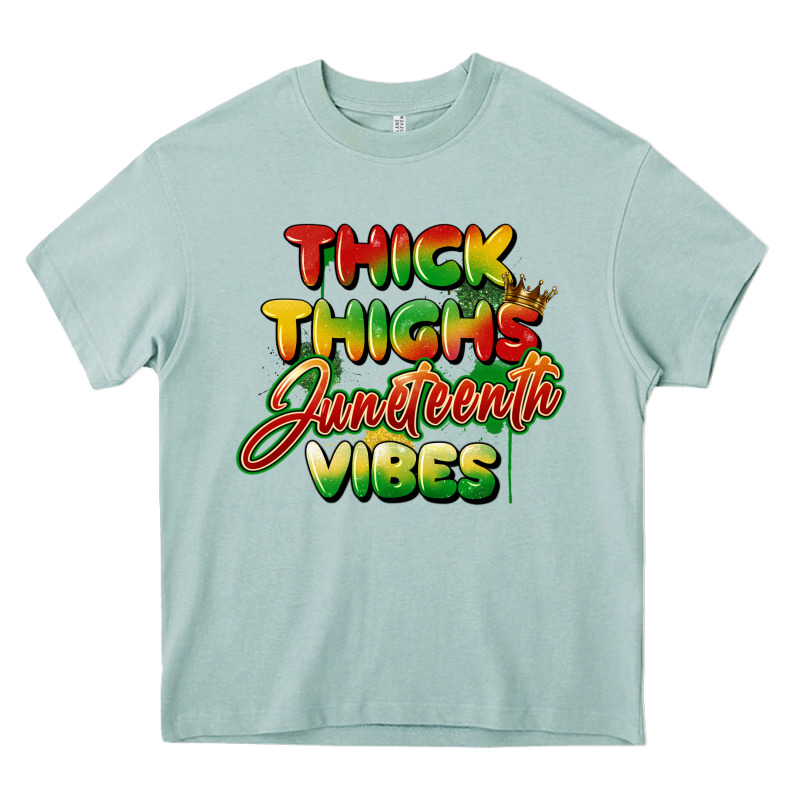 Thick Thighs Juneteenth Vibes Heavy Core Tee by FaDigitalArtStudio | Teevron