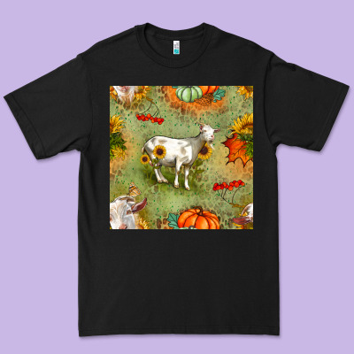 Fall Goats Seamless Pattern Premium Tee Designed By Bundleandbundleshop