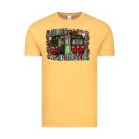 Vintage Mustard merry christmas caravan Vintage Tee - CowhideDigitalArt