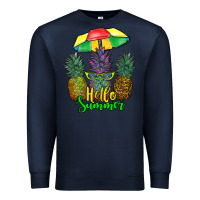 Navy hello summer pineapples Premium Sweatshirt - RanaPortraitStore