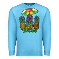 Ocean Blue hello summer pineapples Premium Sweatshirt - RanaPortraitStore