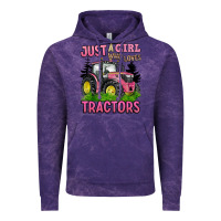 Cloud Purple just a girl who loves tractors Vintage Hoodie - BarkalooDesign