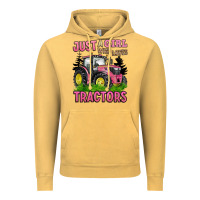 Vintage Mustard just a girl who loves tractors Vintage Hoodie - BarkalooDesign