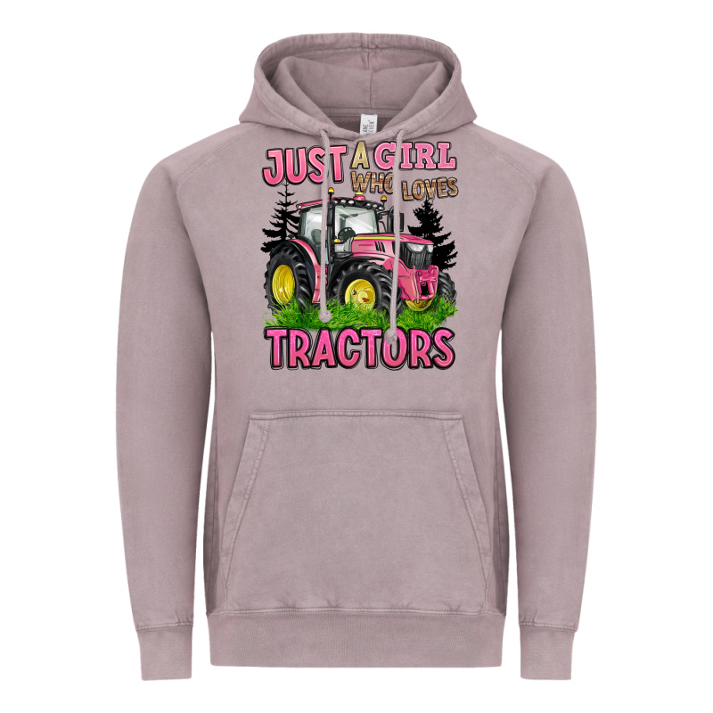 Just A Girl Who Loves Tractors Vintage Hoodie by BarkalooDesign | Teevron