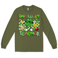 Army Green one lucky teacher Long Sleeve Tee - Artiststas
