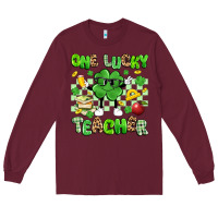 Burgundy one lucky teacher Long Sleeve Tee - Artiststas