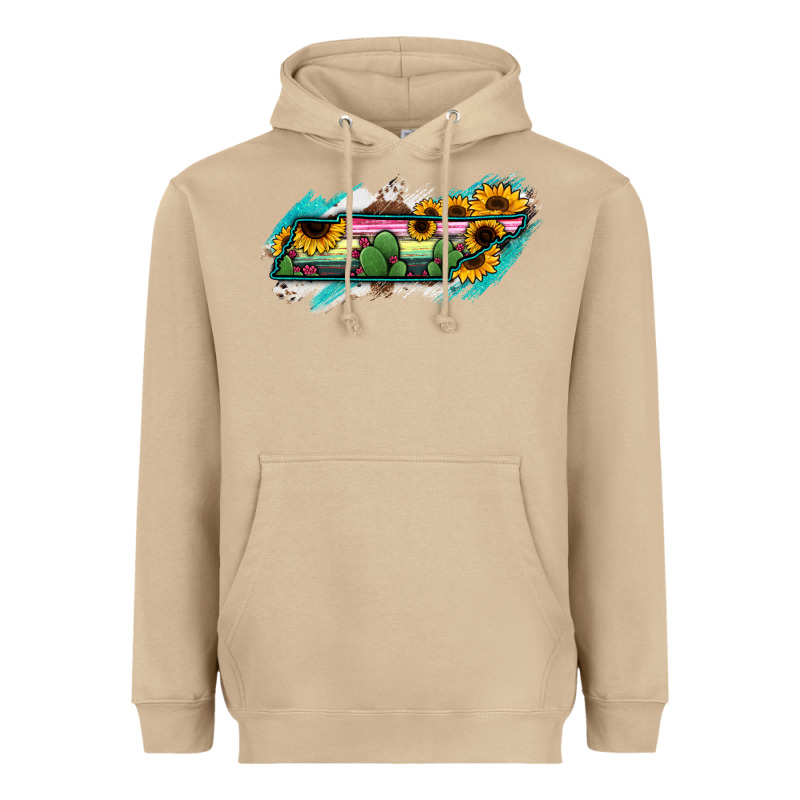 Tennessee Map Sunflower Cactus Serape Heavyweight Hoodie by RanaPortraitStore | Teevron