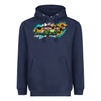 Navy Tennessee Map Sunflower Cactus Serape Heavyweight Hoodie - RanaPortraitStore