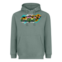 Sage Tennessee Map Sunflower Cactus Serape Heavyweight Hoodie - RanaPortraitStore