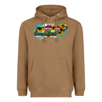 Toasted Coconut Tennessee Map Sunflower Cactus Serape Heavyweight Hoodie - RanaPortraitStore