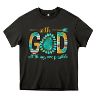 Asphalt with god all things are possible with turquoise gemstone bbs Heavy Core Tee - BundleAndBundleShop