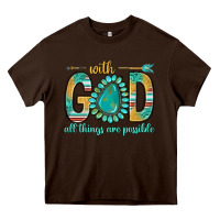 Chocolate Brown with god all things are possible with turquoise gemstone bbs Heavy Core Tee - BundleAndBundleShop