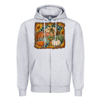 Heather Grey pumpkins with sunflowers Zipper Hoodie - RanaPortraitStore