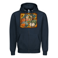 Navy pumpkins with sunflowers Zipper Hoodie - RanaPortraitStore