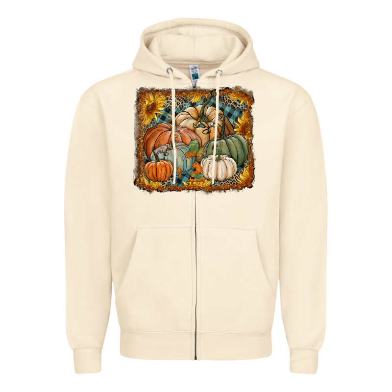 Pumpkins With Sunflowers Zipper Hoodie by RanaPortraitStore | Teevron