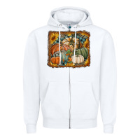 White pumpkins with sunflowers Zipper Hoodie - RanaPortraitStore
