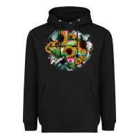 Black Texas Map Sunflower Cactus Serape Heavyweight Hoodie - RanaPortraitStore