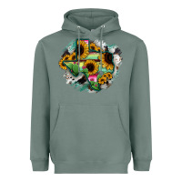 Sage Texas Map Sunflower Cactus Serape Heavyweight Hoodie - RanaPortraitStore