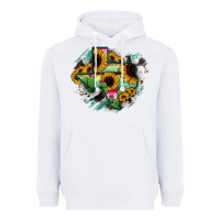White Texas Map Sunflower Cactus Serape Heavyweight Hoodie - RanaPortraitStore